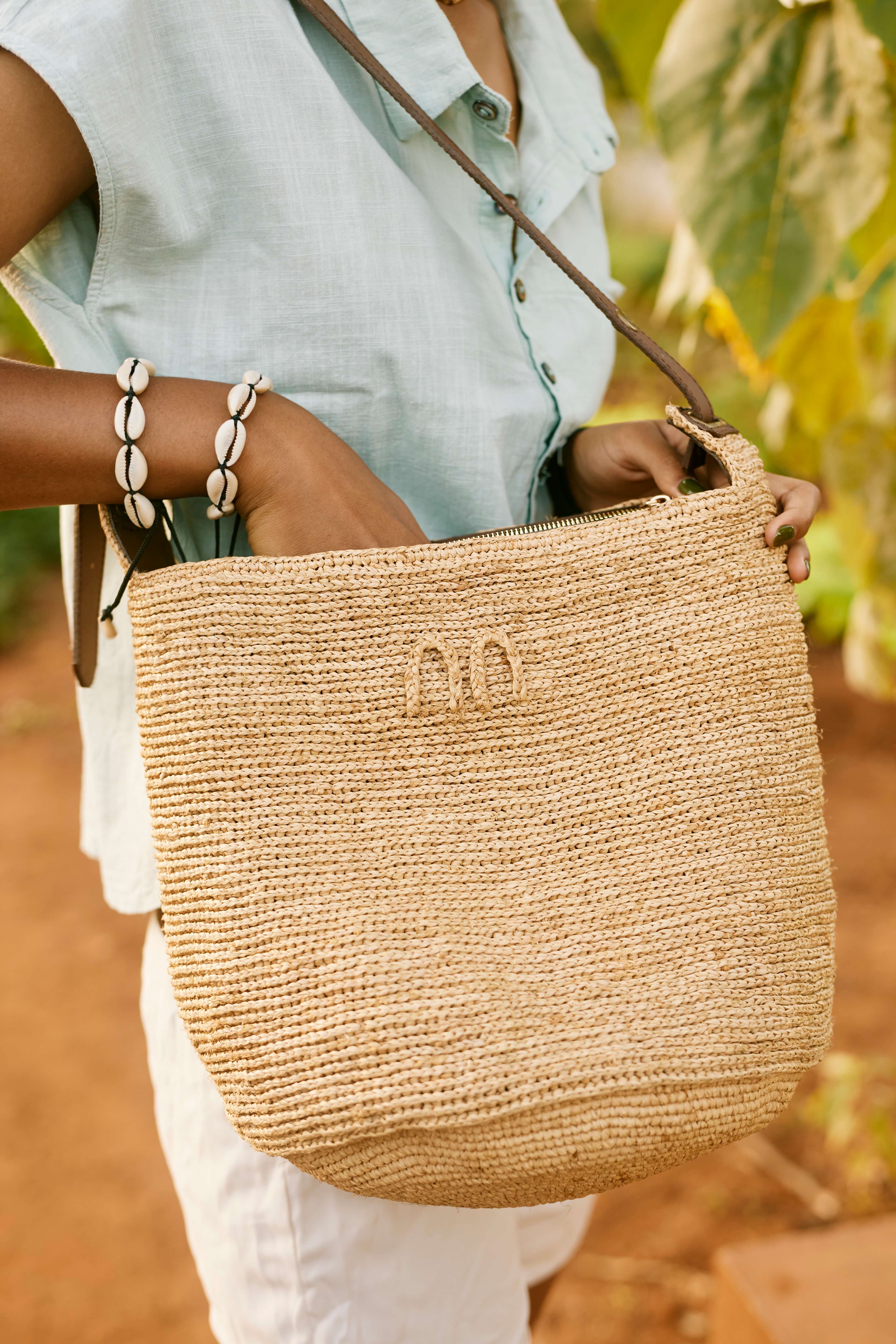 Raffia Bucket Bag